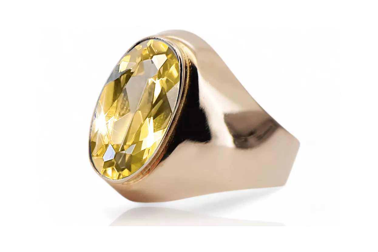 Ring Vintage Yellow Peridot Original Vintage 14K Rose Gold vrc077r Ring Vintage Yellow Peridot Original Vintage 14K Rose Gold vrc077r